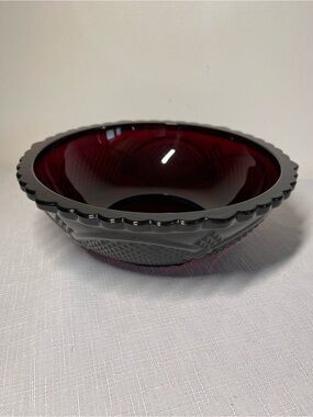 Avon 1876 Cape Cod Collection ruby red serving glass bowl 
Like new